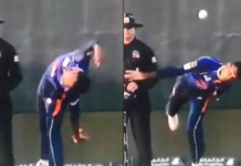 Watch Video | Kevin Koththiigoda’s weird bowling action in Dubai Kevin Koththiigoda 's weird bowling action in Dubai