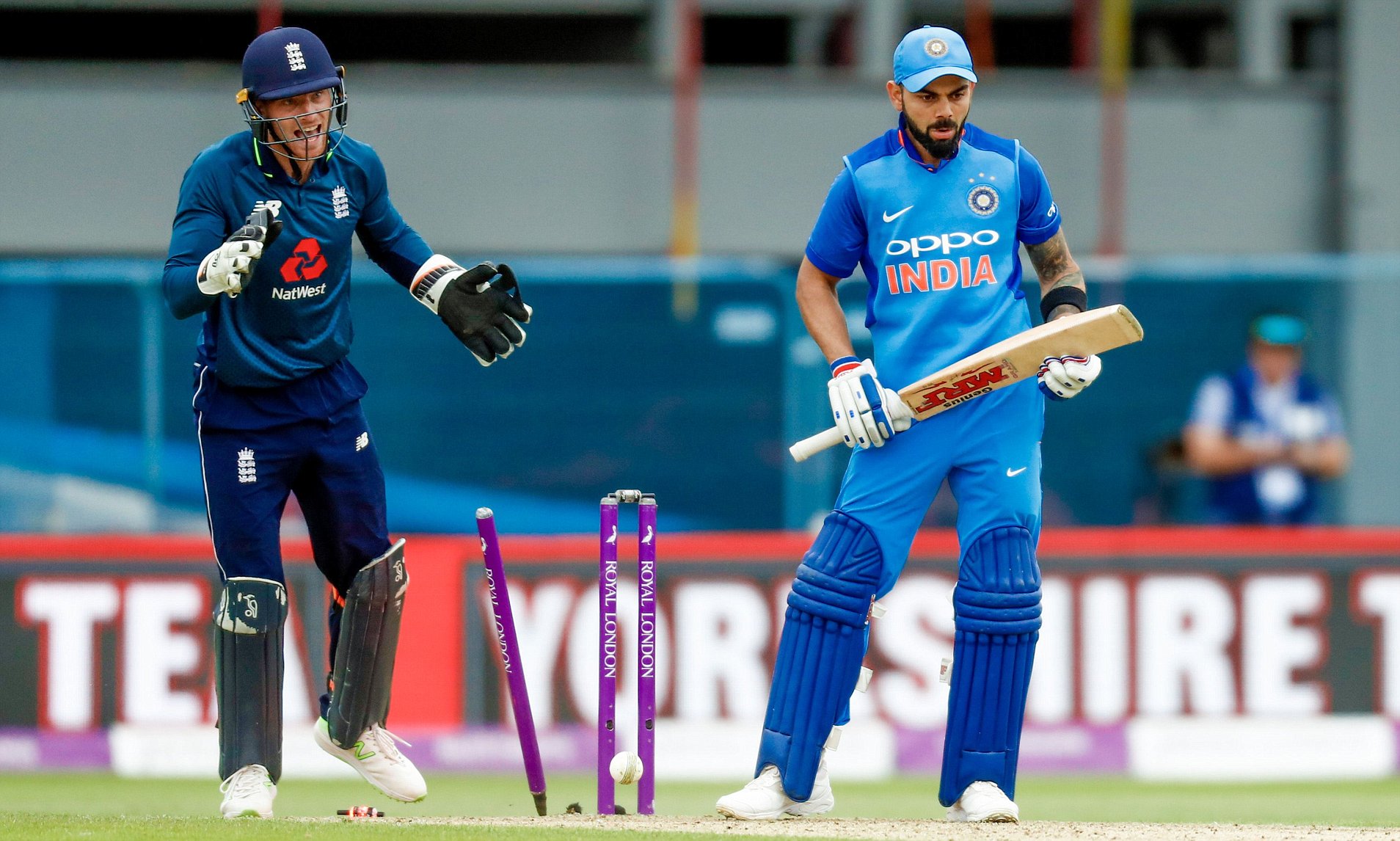 Adil Rashid to Virat Kohli in 3rd ODI at Leed in 2018