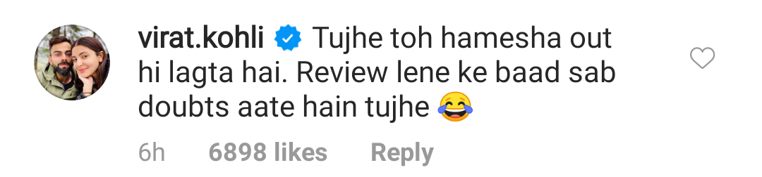 Virat Kohli's reply to Jadeja on Instagram post